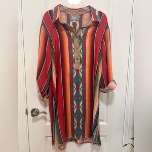 Silverado Apparel Women’s Serape Striped Cotton Pullover Dress Size L